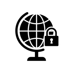 Globe with padlock icon for internet protection