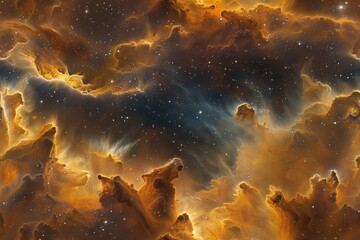 Fototapeta premium Vibrant and intricate space pattern featuring cosmic clouds and stars in stunning 8K resolution