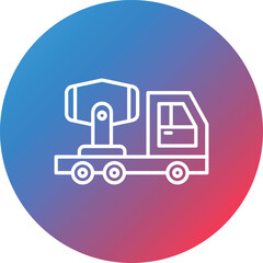 Conscrete Mixer Truck Line Gradient Circle Background Icon