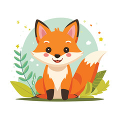 Cute Cartoon Fox with Big Smile – Vector Front View1