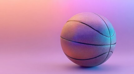 Basketball still life with vibrant gradient background showcasing sport equipment in a modern studio setting for athletic themes and basketball concepts