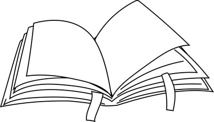 Open Journal Spread with Folded Pages Sketch