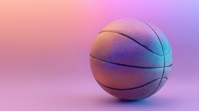 Basketball still life with vibrant gradient background showcasing sport equipment in a modern studio setting for athletic themes and basketball concepts