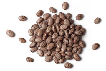 Overhead view of Pinto Beans pile on white background