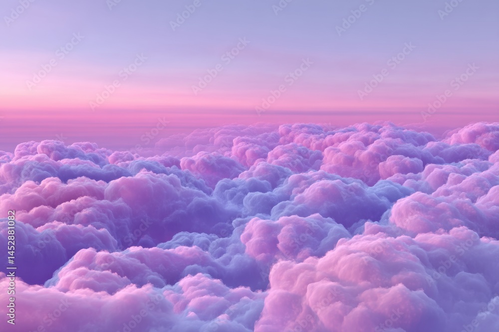 Poster ethereal cloudscape with pastel hues evoking serenity and dreamlike atmosphere aerial view of fluffy