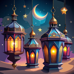 Obraz premium The above islamic lantern adornments a special atmosphere for ramadan celebrations vector 