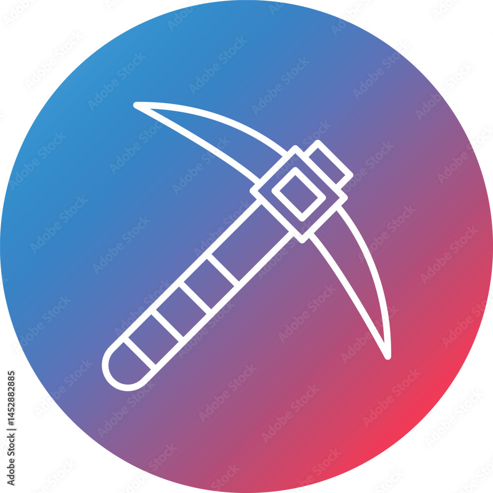 Poster pickaxe line gradient circle background icon
