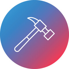 Hammer Line Gradient Circle Background Icon