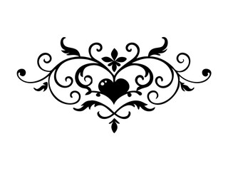 Heart Accent with Symmetrical Flourishes, heart