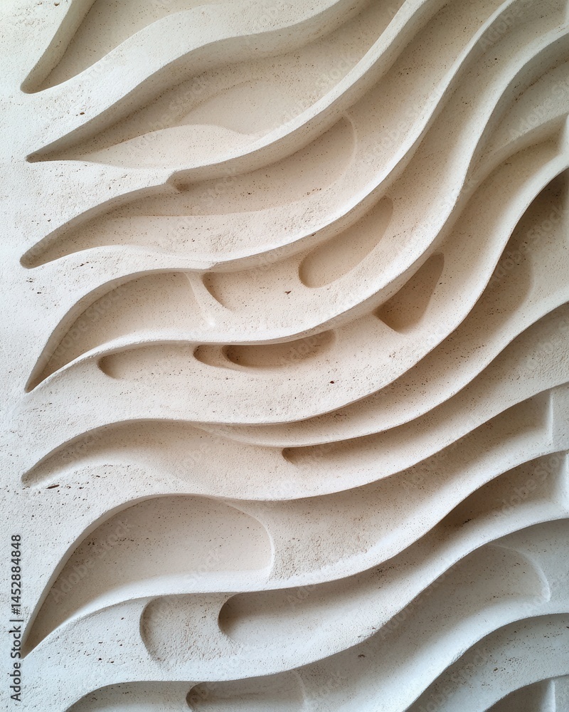 Poster abstract wave pattern in beige stone wall art texture background with flowing lines and organic shap