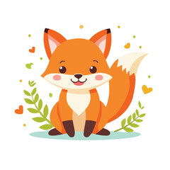 Cute Cartoon Fox with Big Smile – Vector Front View2