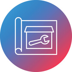 Construction Blueprint Line Gradient Circle Background Icon