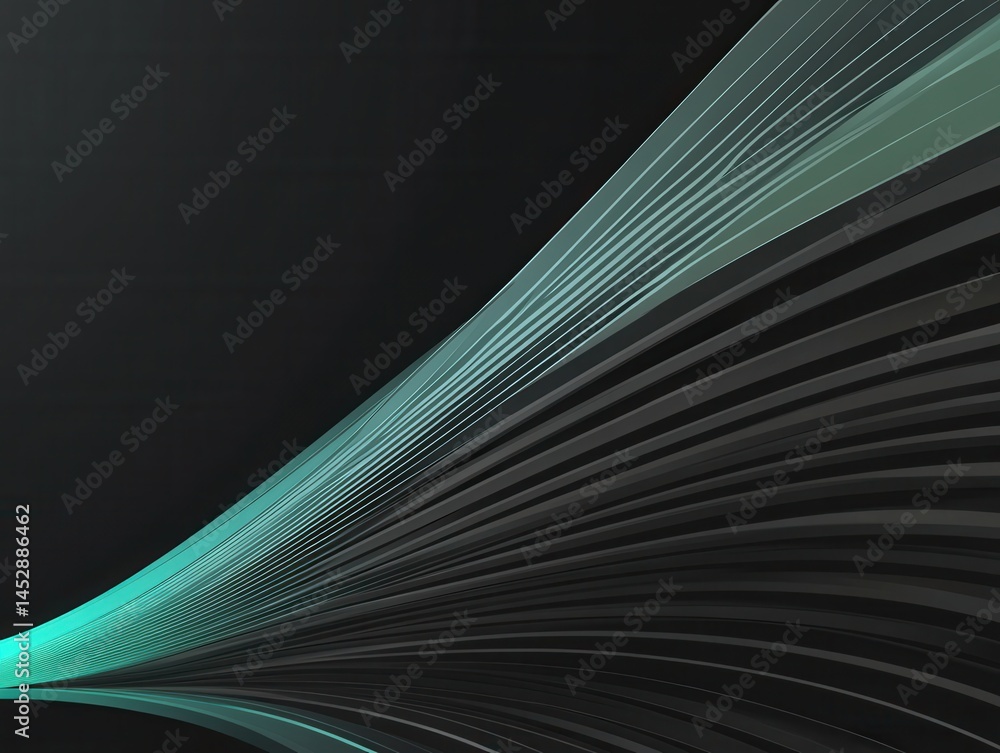 Poster abstract dark background with flowing teal lines creating a sense of movement and depth modern desig