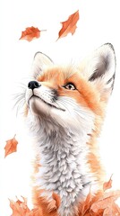 A  cute,  autumnal  illustration  of  a  fox.