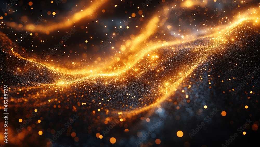 Poster abstract digital design with glowing particles.