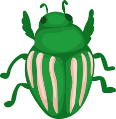Green Beetle with Spider-like Legs in Vector Art