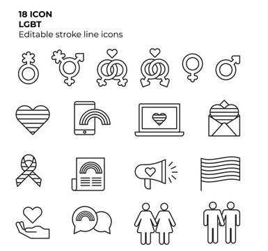 LGBTQ+ Icon Set &ndash; Pride Symbols, Gender Identity Icons, and Inclusive Illustrations