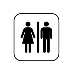 simple restroom symbol with male and female icons in black, minimalist design for facilities