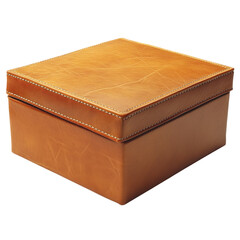 Minimalist Leather Storage Box With Lid  isolated on a transparent background