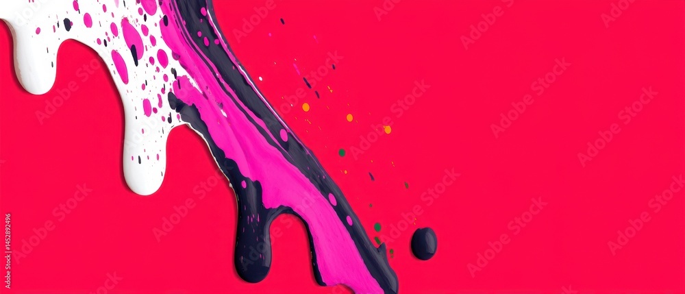 Poster vibrant paint splash on a bright pink backdrop creating a dynamic and artistic visual perfect for cr