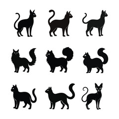 set of cats silhouettes