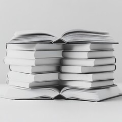 Naklejka premium Two stacks of white books arranged to appear symmetrical