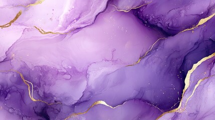 Naklejka premium Lavish Purple Gold Alcohol Ink Art Abstract Texture Background.