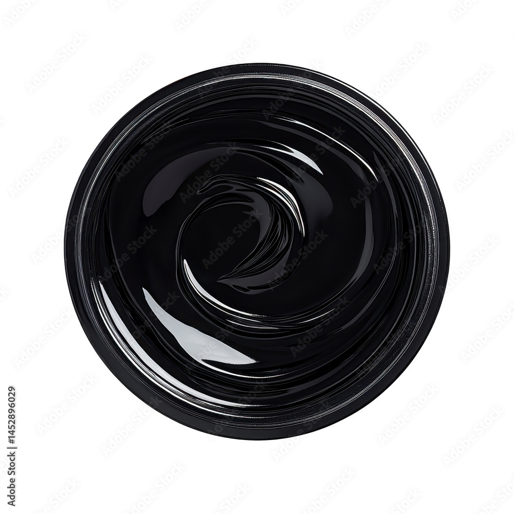 Aufkleber smooth, glossy swirl of black paint or gel is captured in this image, showcasing its shiny texture a