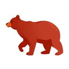 A mighty grizzly bear stands majestically, its thick fur shimmering in the sun, embodying the essence of wild nature. Vector illustration, isolate. For sticker, poster, postcard, design element.