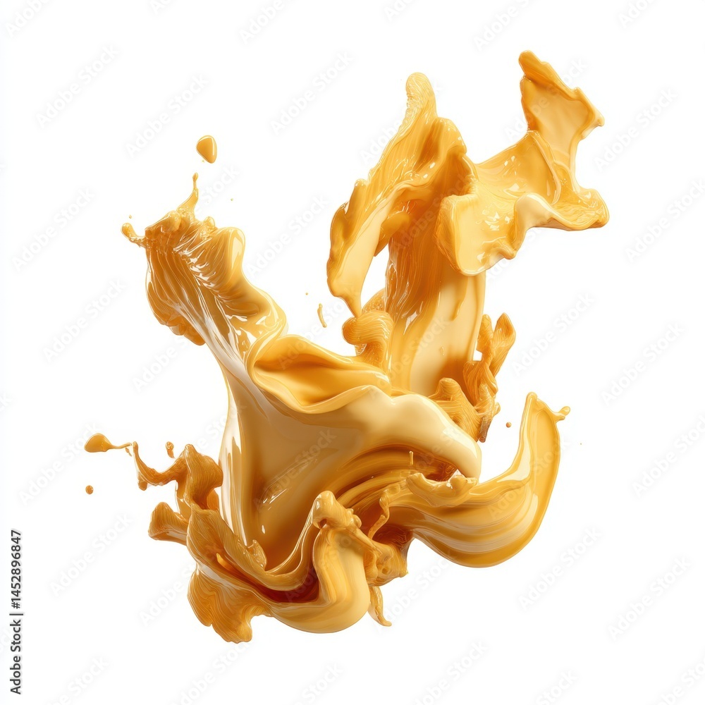 Poster abstract caramel splash on white background creating dynamic movement and smooth texture for food an