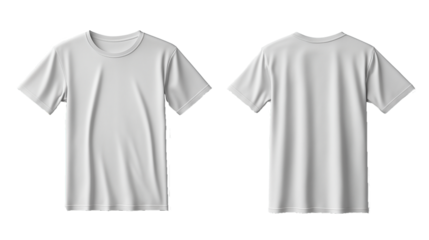 White blank T-shirt front and back mockup , on Transparent background PNG