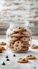 Warm and cozy chocolate chip cookies in a rustic setting