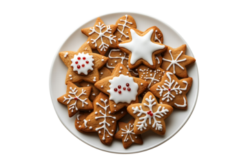 Plate of Christmas Cookies isolated on transparent background