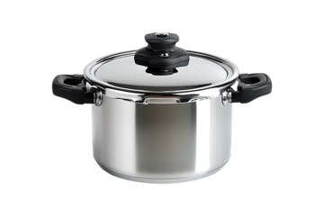 Pressure cooker saucepan isolated on transparent background.