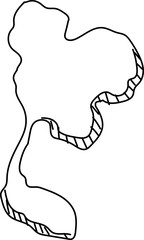Thailand Map Outline Black and White Clipart