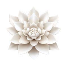 White lotus flower with layered petals is beautifully depicted, symbolizing purity and tranquility. intricate design showcases elegance and symmetry of lotus, often associated with spiritual