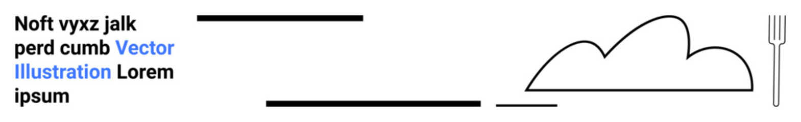 Abstract visual featuring linear elements, a minimalist cloud shape, and a fork graphic. Ideal for food design, dining themes, culinary art, simplicity, modern layouts, abstract concepts