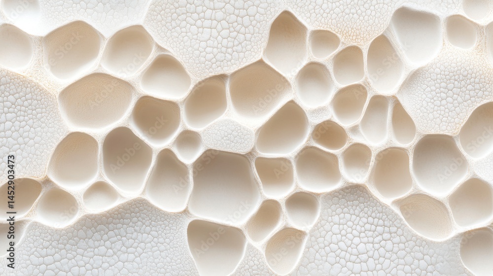 Poster abstract organic cellular texture with interconnected white shapes creating a modern background and 
