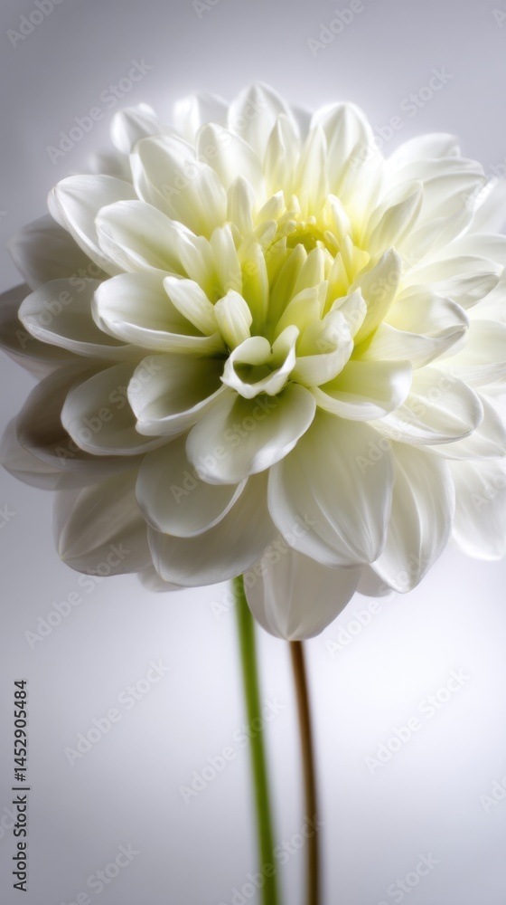 Poster elegant white dahlia blossom with delicate petals in soft light a symbol of purity and grace capture