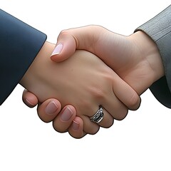 A professional handshake on clear white background