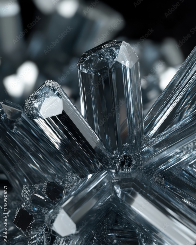Poster captivating close up of a sparkling crystal formation with intricate geometric shapes and textures a