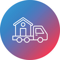 House Relocation Line Gradient Circle Background Icon