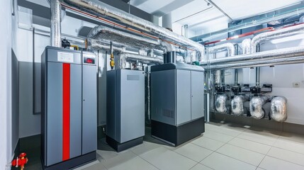 Modern HVAC System Industrial Building Energy Efficiency.