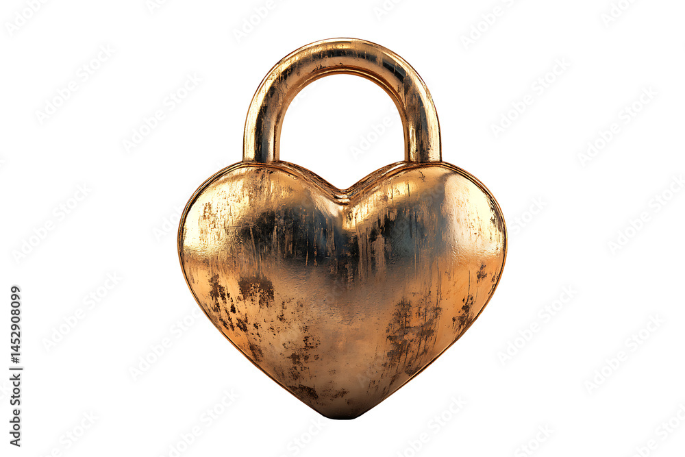 Poster heart shape padlock isolated on transparent background
