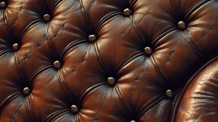 Naklejka premium Brown leather sofa upholstery detail background