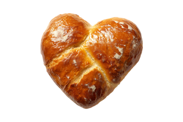 Heart shaped bread isolated on transparent background