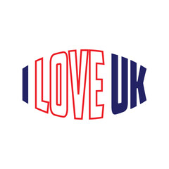Obraz premium I love UK, british flag inside a heart shape celebrating United Kingdom