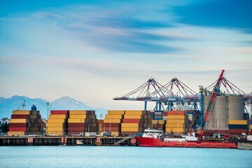 Container ship in port