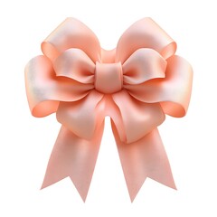 A Beautiful Soft Pink Satin Ribbon Bow Perfectly Isolated On White
