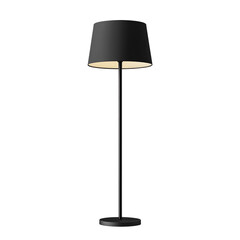 A modern black lamp, an electric object with a shade isolated on transparent background